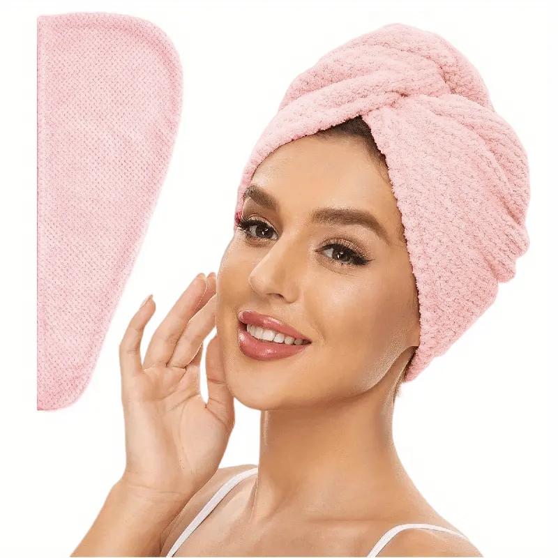 

Solid Color Hair Towel Textured Dry Hair Cap 9.8 X 25.5 Absorbent Hair Towel Wrap for Button-down Women 2026