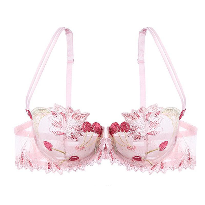 Romantic French Cherry Embroidered Push-Up Bra & Panty Set 38/85