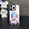 Cartoon R-Rem Re Z-Zero Phone Case For iPhone 16,15,14,13,12,11,Mini,Pro,MAX Black Matte Shockproof Cover