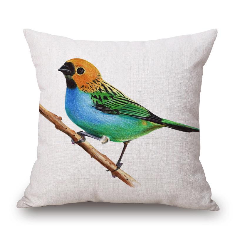 European Bee Eater Roller Bird Goldfinch Black Headed Bunting Kingfisher Drawing Print Decorative Cushion Cover Pillow Case