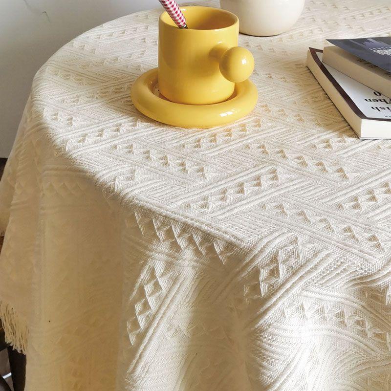

Французская ретро ткань однотонная вязаная скатерть квадратная скатерть для кофейного столика кружевная накидка доступная роскошь изысканная скатерть для стола Восьми Бессмертных Pure beige [T]] 90*90cm