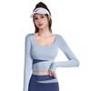 Women's Spring Colorblock Yoga Set - Nude Feeling Tight Top & Long Sleeve, Chest Pad, Fashion Pants for Running and Fitness