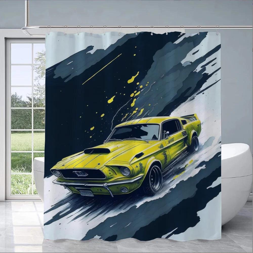 M-Mustang CarS Curtains in the Bathroom Curtain Shower Folding Partition Accessories Bath Bedrooms Houses Rooms Quarto Home Se