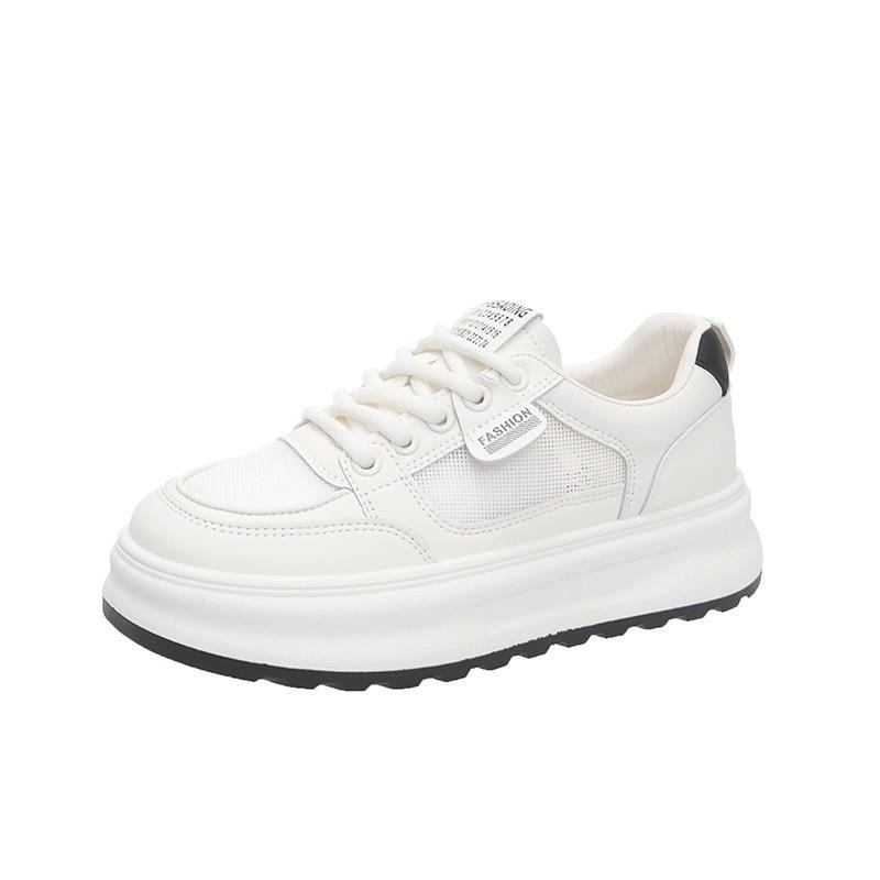 Leather platform white shoes children's breathable mesh women's shoes summer new heightening board shoes casual sports shoes