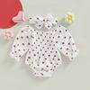 Baby Girls Valentine s Day Romper Heart Print Long Sleeve Boat Neck Jumpsuits Infant Autumn Winter Bodysuits with Headband