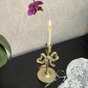 High Footed French Bow Candlestick Wrought Iron Candle Containers Bowknot Candle Holder  Desktop