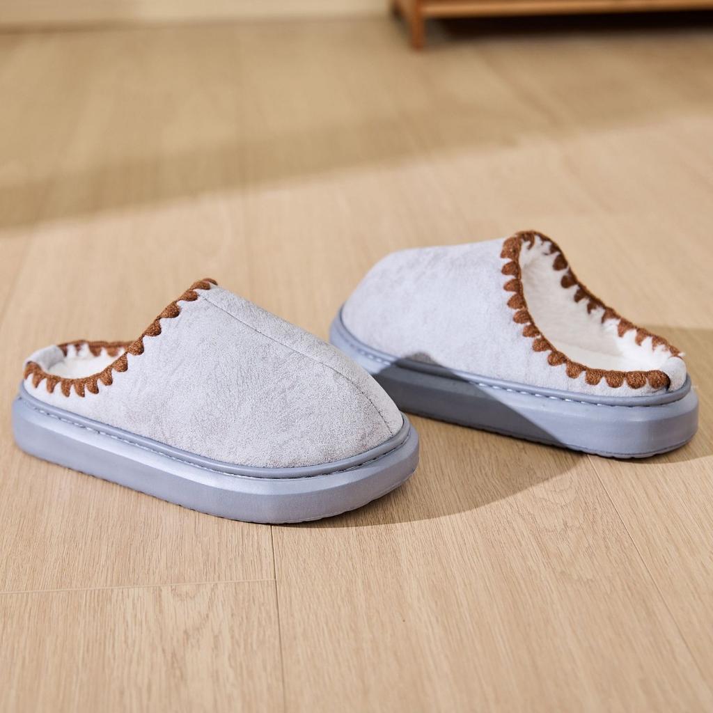 Winter Cotton Slippers for Keeping Warm At Home with Thick Velvet and Fur, Indoor Non Slip Cotton Slippers for Home Use