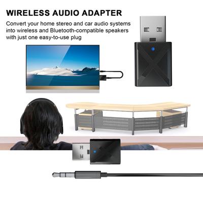 Wireless Transmitter Receiver 2-in-1 Adapter for TV/Car/PC/Speaker Bluetooth-compatible 5.0 Automatic Reconnection Wireless Audio Adapter