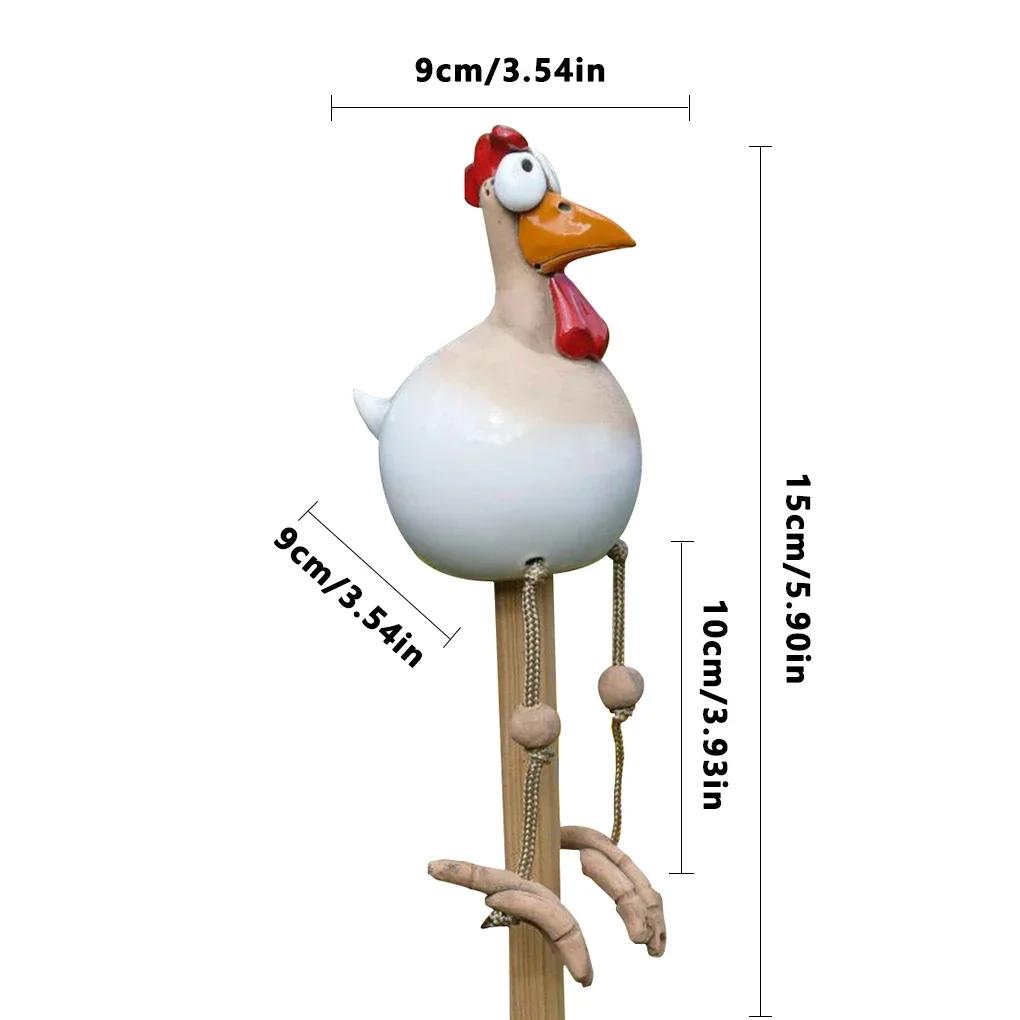 Garden Art Decoration Chicken-Shaped Wooden Stake Floor Resin Craft Courtyard Lawn Hen Decoration Mini Craft Garden Art Ornament