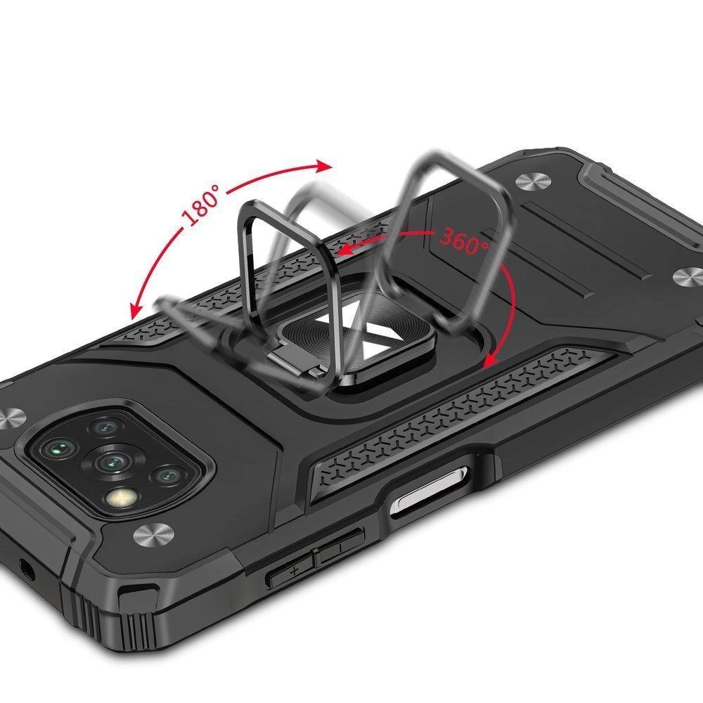 Wozinsky Ring Armor Pancerne Hybrydowe Etui Pokrowiec + Magnetyczny Uchwyt Samsung Galaxy A03S Niebieski