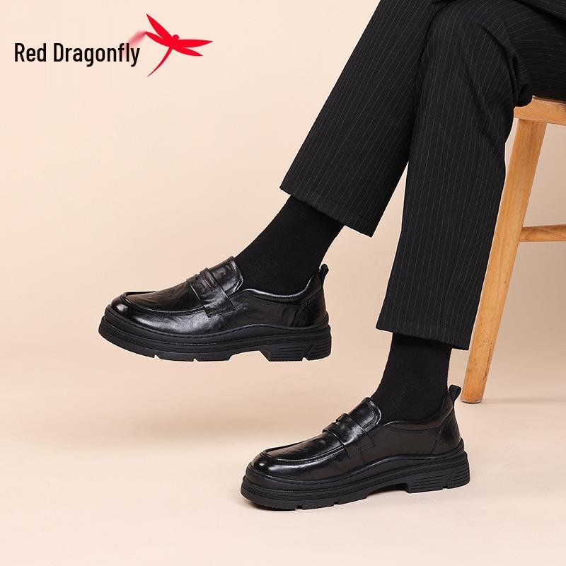 Red Dragonfly Men's Genuine Leather Slip-On Loafers