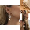 Chic Heart And Bead Hoop Earrings Versatile Gold Alloy Jewelry For Women