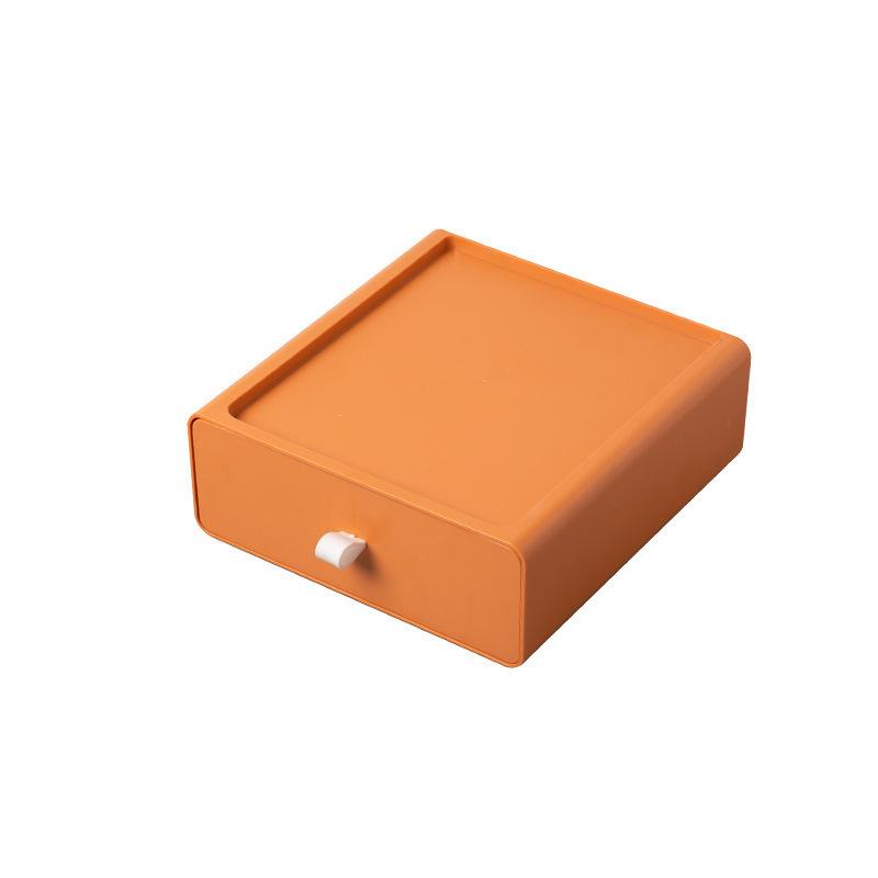 

Stackable Dustproof Storage Box Desktop Drawer Storage Box Large Capacity Stationery Sundries Organizer for School Office 19x20x8cm оранжевый