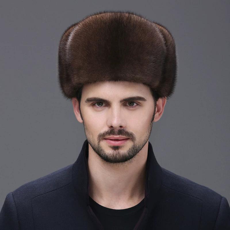 Cheney fox mink hat men's whole mink mink fur hat winter in the elderly leather mink thermal cotton hat