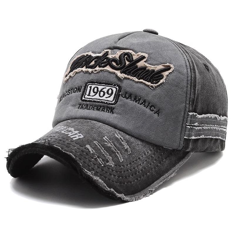 Hat Men and Women Spring and Summer Torn Edge Cowboy Hat Washing Old Baseball Hat Outdoor Sunshade Fishing Hat Trend