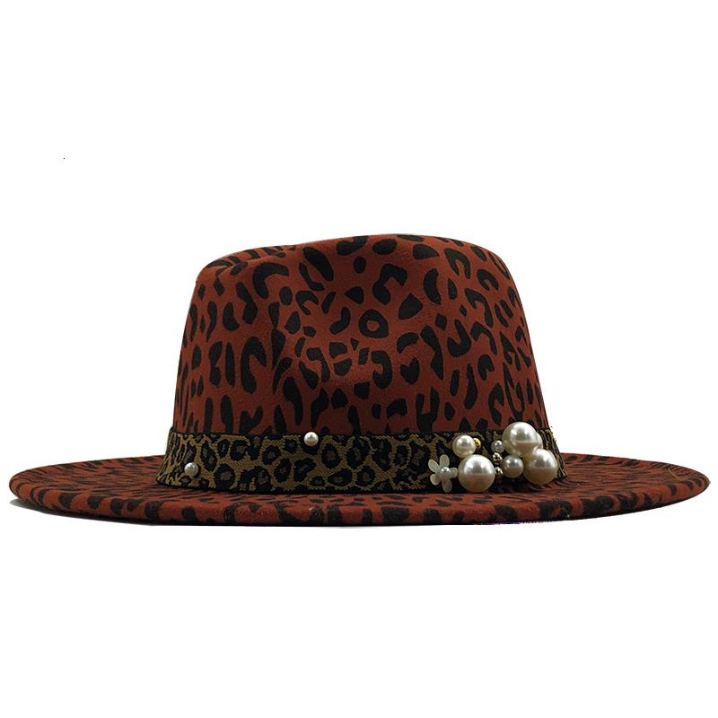 Wide Brim Trilby Hat For Women Leopard Print Fedora Hat  display picture 1