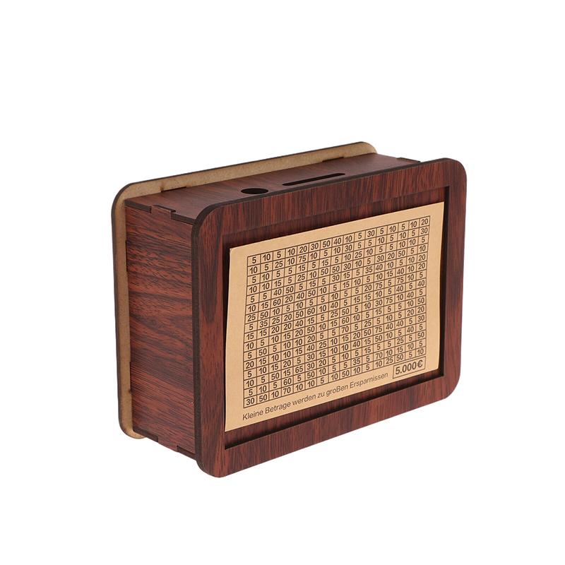 1 Sada Dřevěná Pokladnička Nádoba na Peníze Pokladnička Pro Úsporu Hotovosti Pouzdro na Poklad Mince 1000/5000/10000 Euro