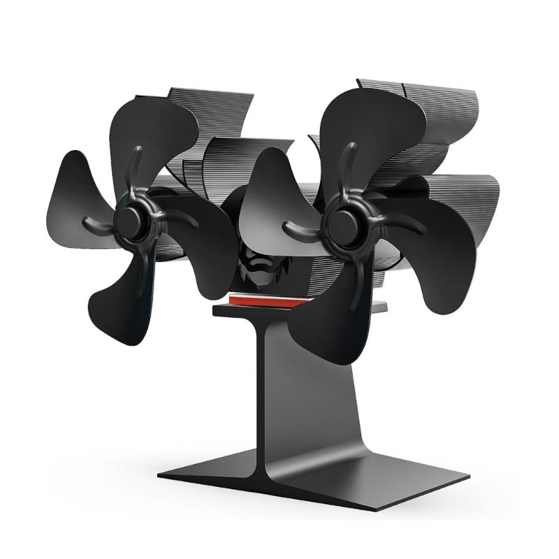 Double Head Shape Fireplaces Fan Quiet Operate Heat Powered Stove Fan for Wood Burners Efficient Heat Distribution