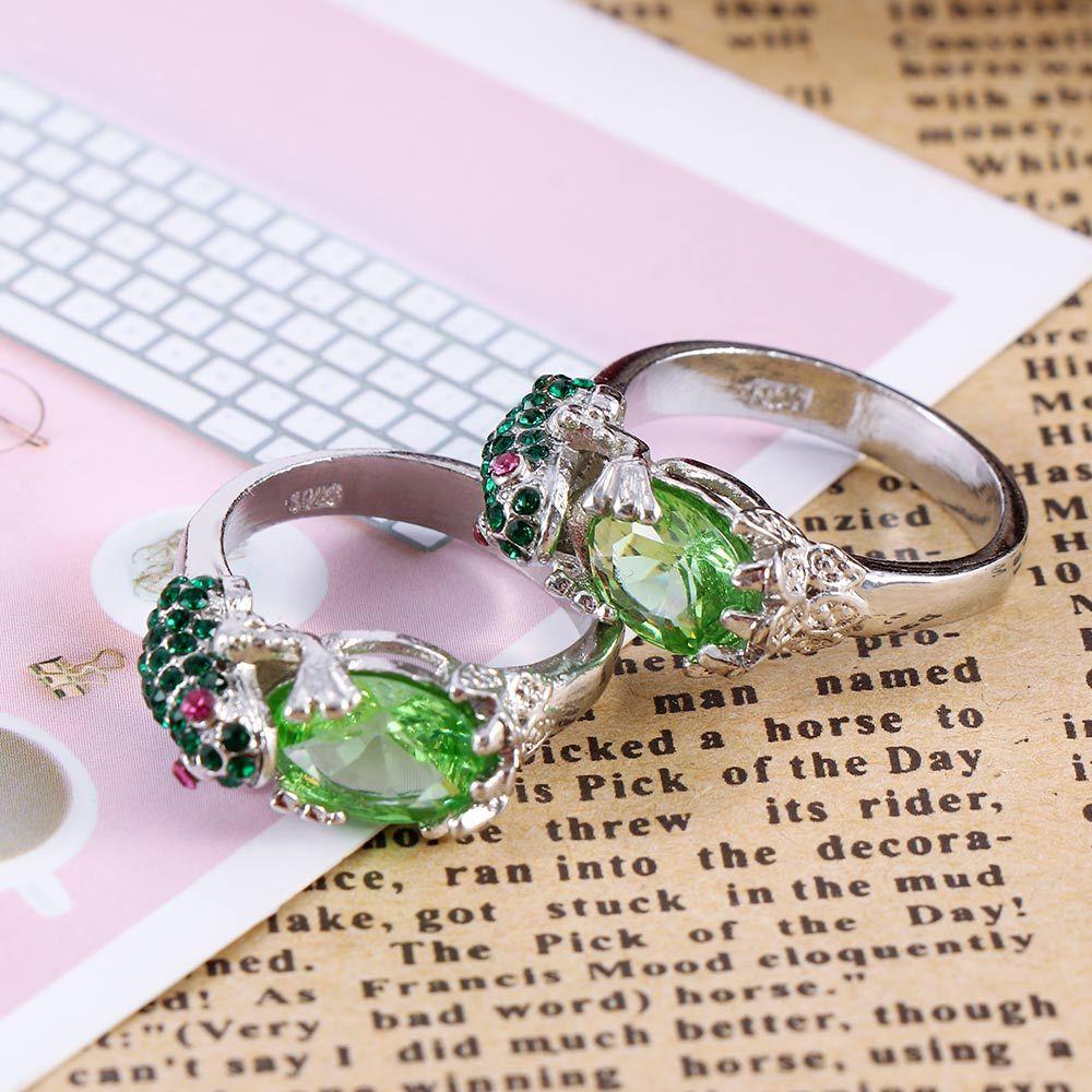 Charming Cut Oval Green Rich Frog Rhinestone Accessories Wedding Party Jewelry Birthday Gift
