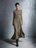 Autumn 2025 European & American One-Shoulder Twist Waist Maxi A-line Dress