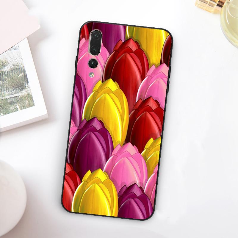 Tulips Flower Spring For Huawei Nova 5T 9 10 SE 7i 8i 11i 12i Y73 Y90 Y70 Y72 Y61 Y91 Y60 P20 P40 P30 Lite Case