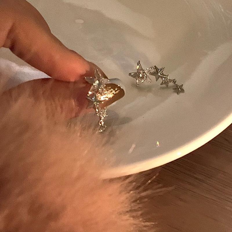 Glänzende Zirkon Stern Quaste Ohrringe Damen Koreanisch Süß Elegant Pentagramm Hängeohrring Y2K Schmuck Hochzeit