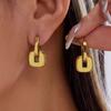 Stainless Steel Irregular U Shape Enamel Hoop Earrings For Women Gold Plated Black White Huggie Earrings Daily Party Jewelry