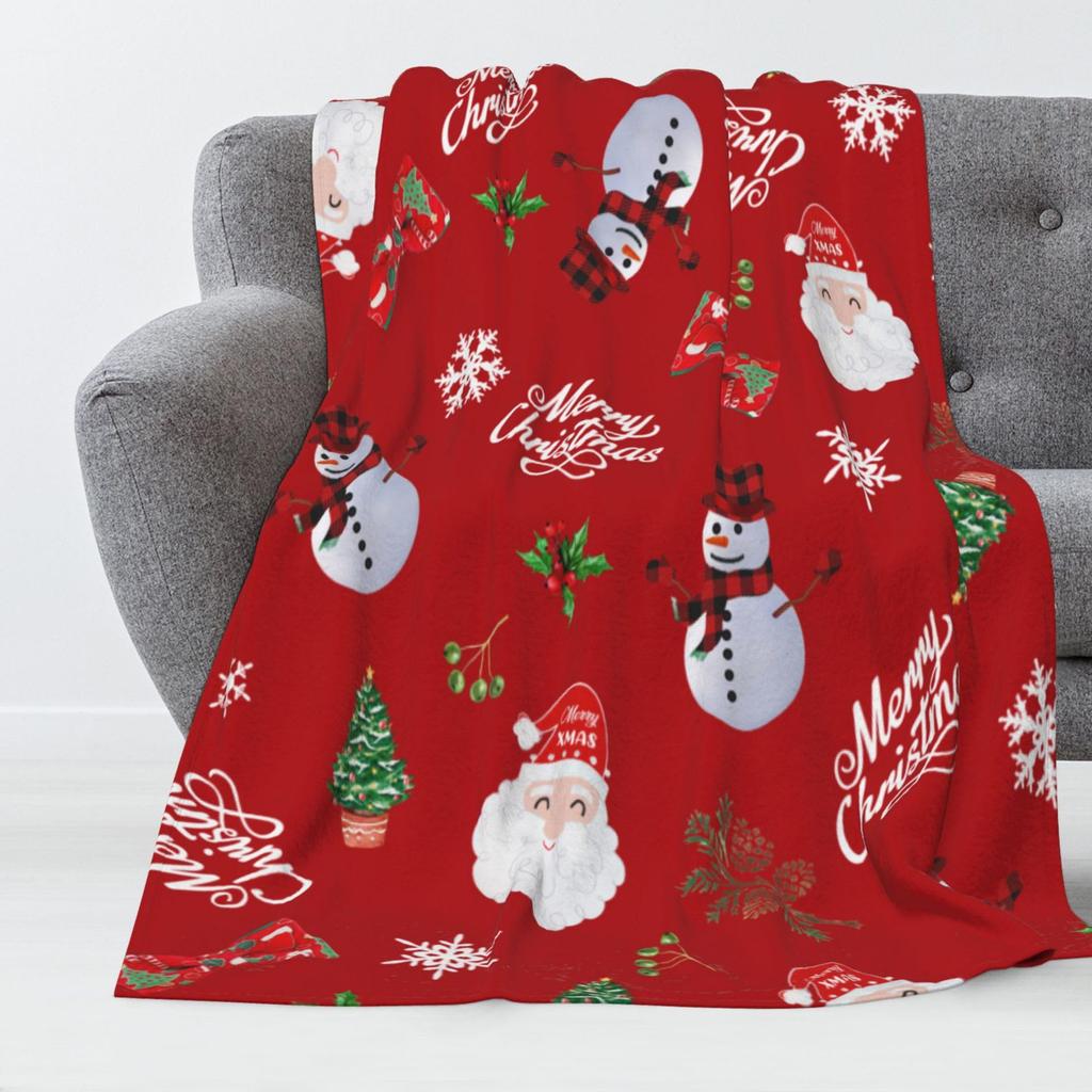 Christmas Snowman Series Digital-printed Polyester Bedroom Velvet Flannel Cover Blanket Fleece Soft Sofa Cover Blankets for Beds