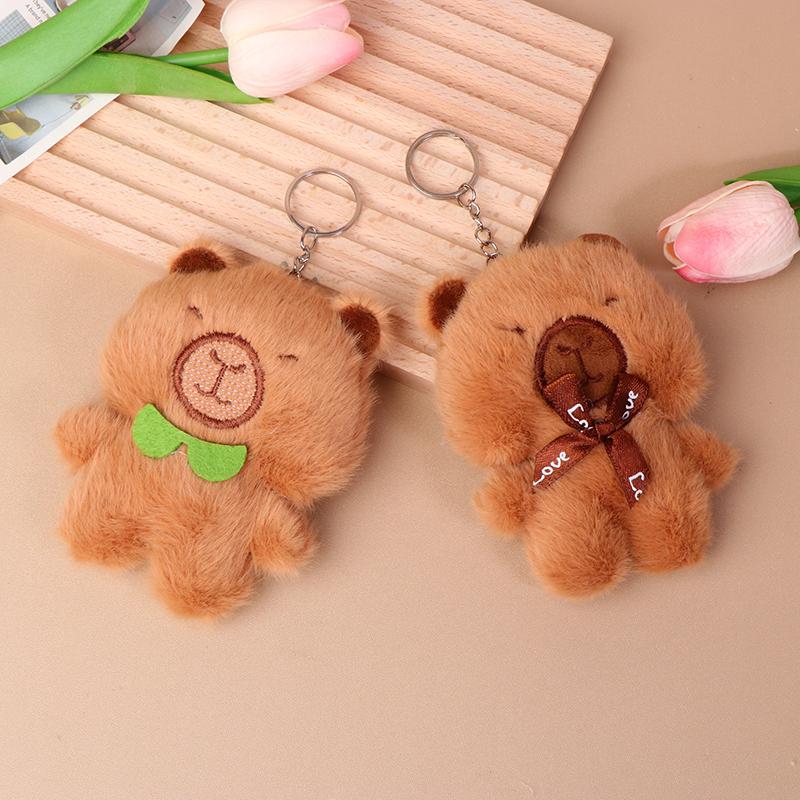 Capibara Plush Keychain Cartoon Capybara Stuffed Doll Pendant Car Key Ring Backpack Bag Decor Kid Gift