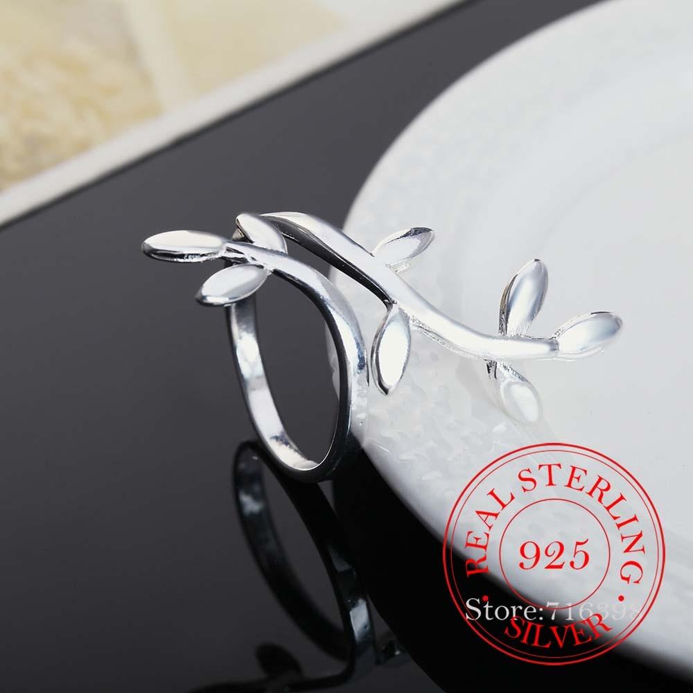 New Design 925 Sterling Silver Unique Leaf Rings for Women Jewelry Beautiful Finger Adjustable Open Ring for Party Birthday Gift