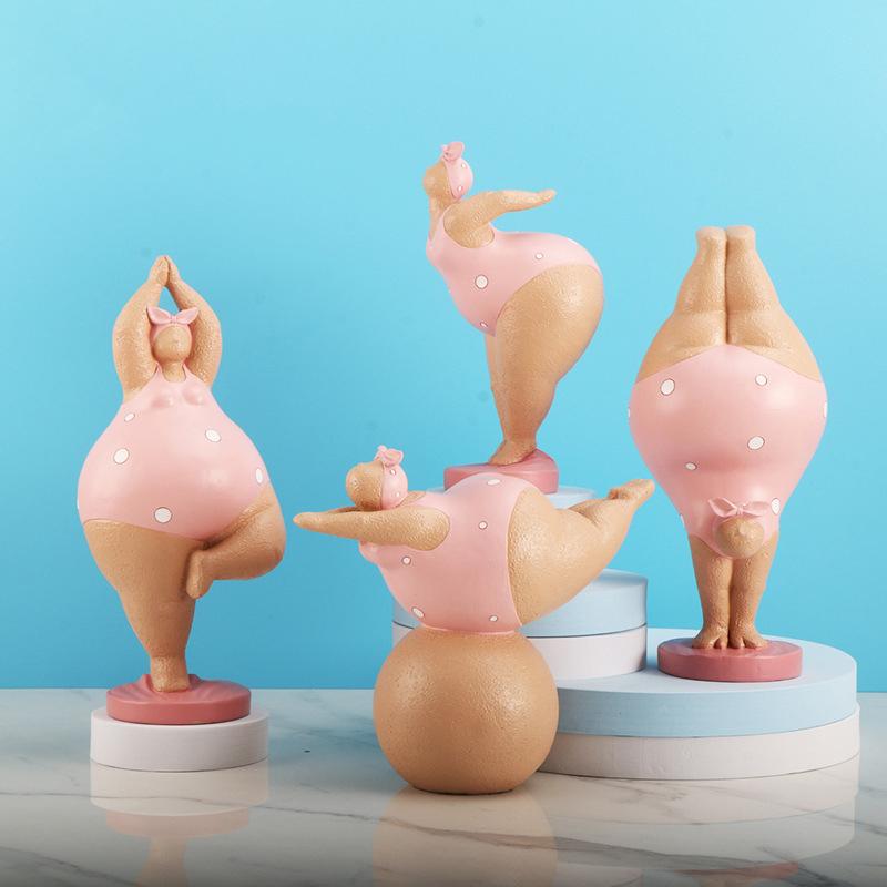 Creative Resin Woman Yoga Figurine Sculpture Craft Living Room Decoration Office Bookshelf Yoga Girl Ornament Exquisite Gift New