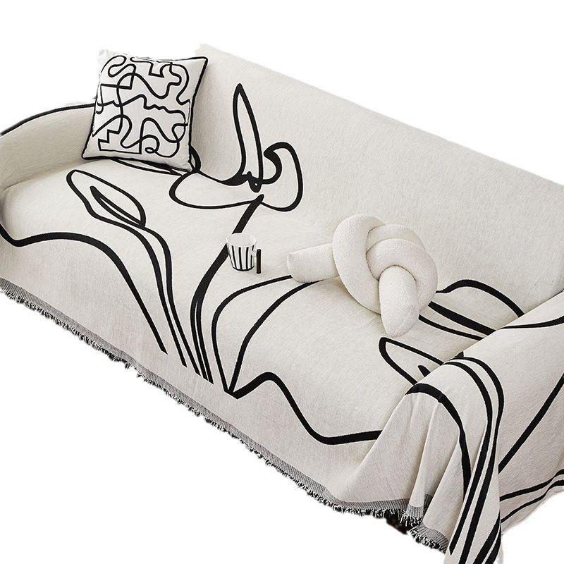 Nordic Wind One Straight Row Sofa Cover Cloth Gold Non-slip Machine Washable Full Cover Sofa Cover Four Seasons General Sofa Blanket