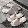 Slippers Household Women Spring and Autumn Four Seasons Striped Thick Bottom Non-slip Men Couple Wooden Floor Linen Cotton Slippers Summer
