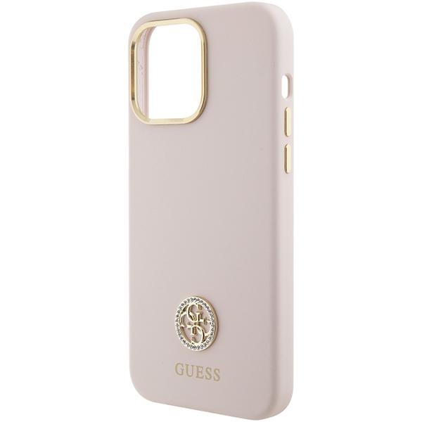 Guess Guhcp15Xm4Dgpp Iphone 15 Pro Max 6.7 Jasnoróżowy/Pink Hardcase Silicone Logo Strass 4G