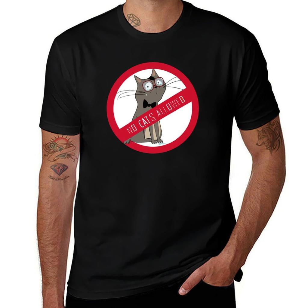 Funny Dog No Cats Allowed Tshirt Streetwear Print Tee Shirt