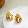 Fashion Glossy Three-Layer Textured Intersecting Knot Earrings for Women Gold Color Stainless Steel Earring Vintage Jewelry Gift