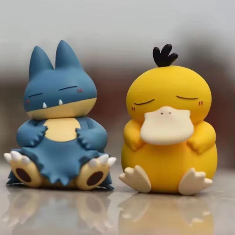 Kawaii Anime Pokemon Snorlax Psyduck Action Figure Cute Model Car Ornaments Gifts Home Portable Ornaments Decoration Toys Gifts
