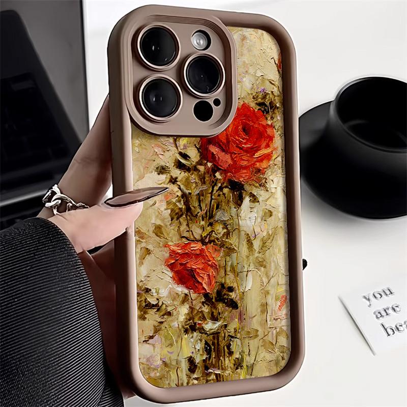 Flower Phone Case For iPhone 11 15 16 Pro Max 13 14 12 XS X XR 7 8 Plus SE 16promax Liquid Silicone Shockproof Soft Funda Cover