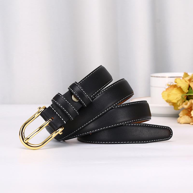 2.4Cm New Korean Version Of Simple Fashion Trend Belt Women'S Genuine Leather First Layer Cowhide Versatile Casual Pants Belt Belt