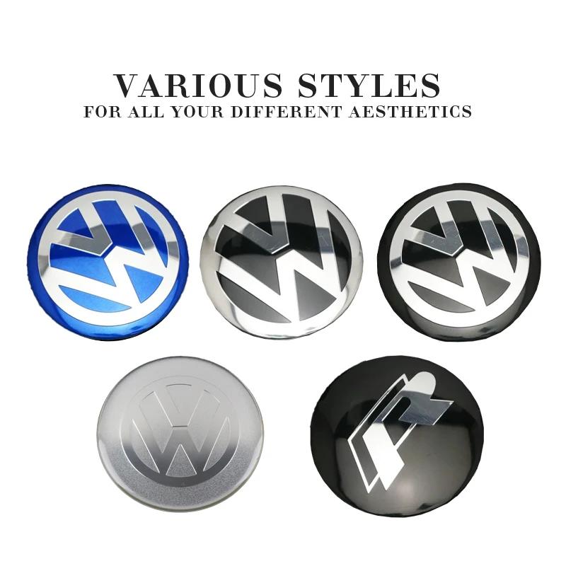 2025 Hot 4Pcs Car Wheel Hub Center Cap Metal Emblem Stickers For Volkswagen GTI R-Line R Polo T5 Golf Passat Scirocco Jetta Beet