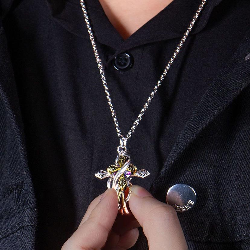 Twisted Cross Pendant Necklace Retro Gothic Chain Necklace Fashion Jewelry for Men Women