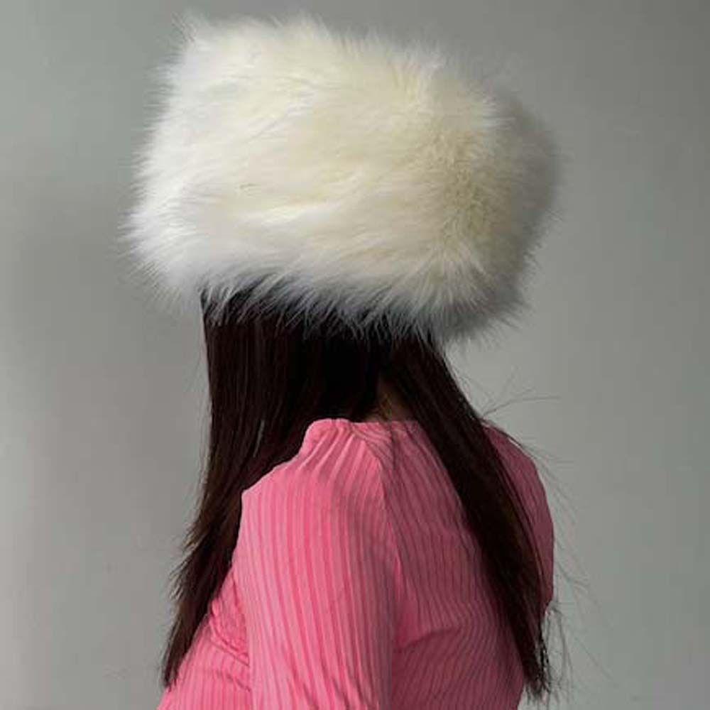 Thicken Warm Plush Beanies Cap Faux Fur Cold Pile Cap Elegant Rabbit Fur Skullies Autumn/Winter