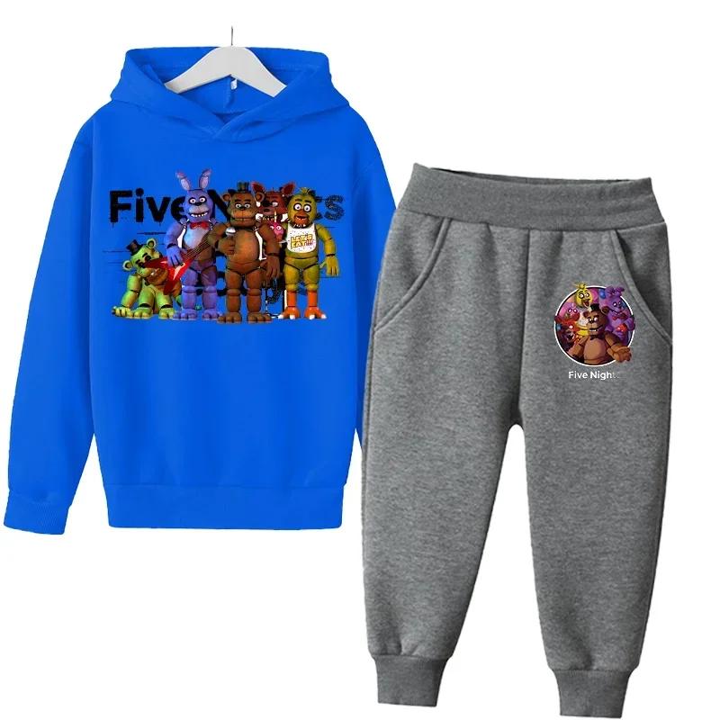 FNAF Five Nights At Freddys Sweatshirt Set Fleece Kids Sweatpants Boys Jacket Girls Clothes Spring Autumn Hoodie Birthday Gift