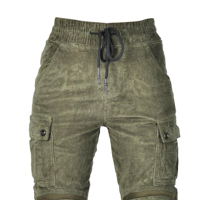 Womens Corduroy Motorcycle Riding Pants With Kevlar Reinforcement Extended Silicone Grip