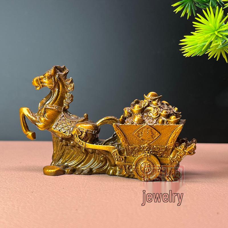 Copper Gold Horse Yuanbao Zodiac Carriage Ornament