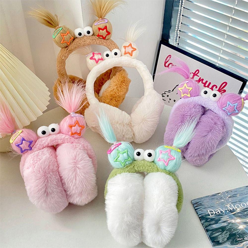 Braid Hair Cartoon Earmuffs Funny Braid Foldable Ear Cover Fashion Winter Plush Ear Cap  Cycling