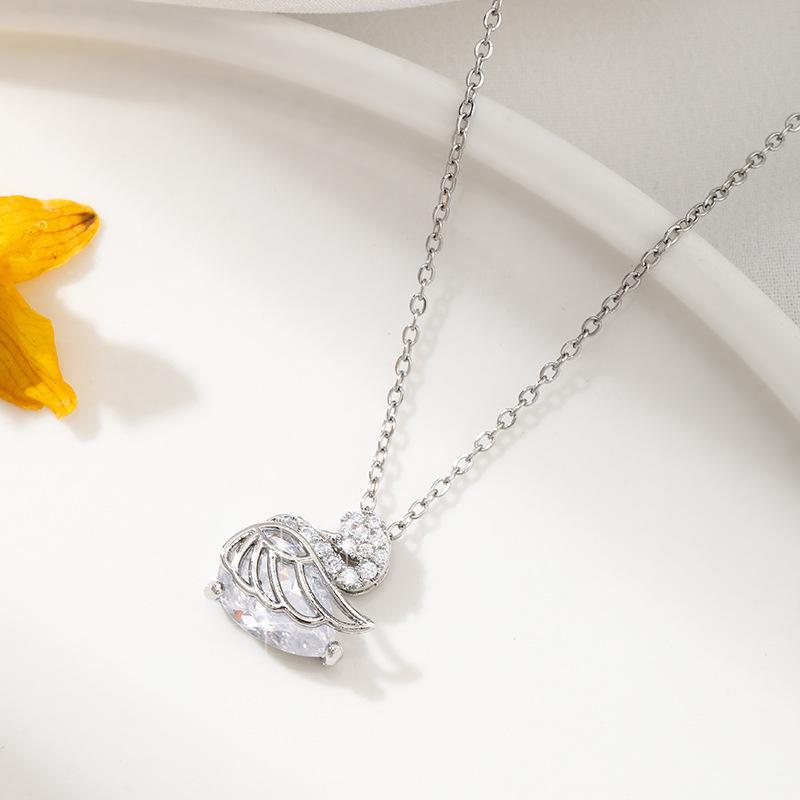 Elegant Zirconia Swan Necklace for Women - Socialite Style Party Wear in Stainless Steel