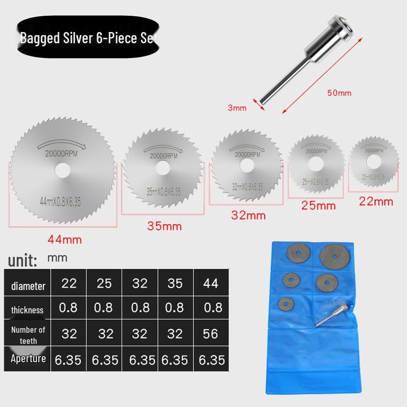 High-Speed Steel Circular Saw Blade Set for Wood, Plastic & Metal - Miniature Size for Hand Drills & Electric Grinders