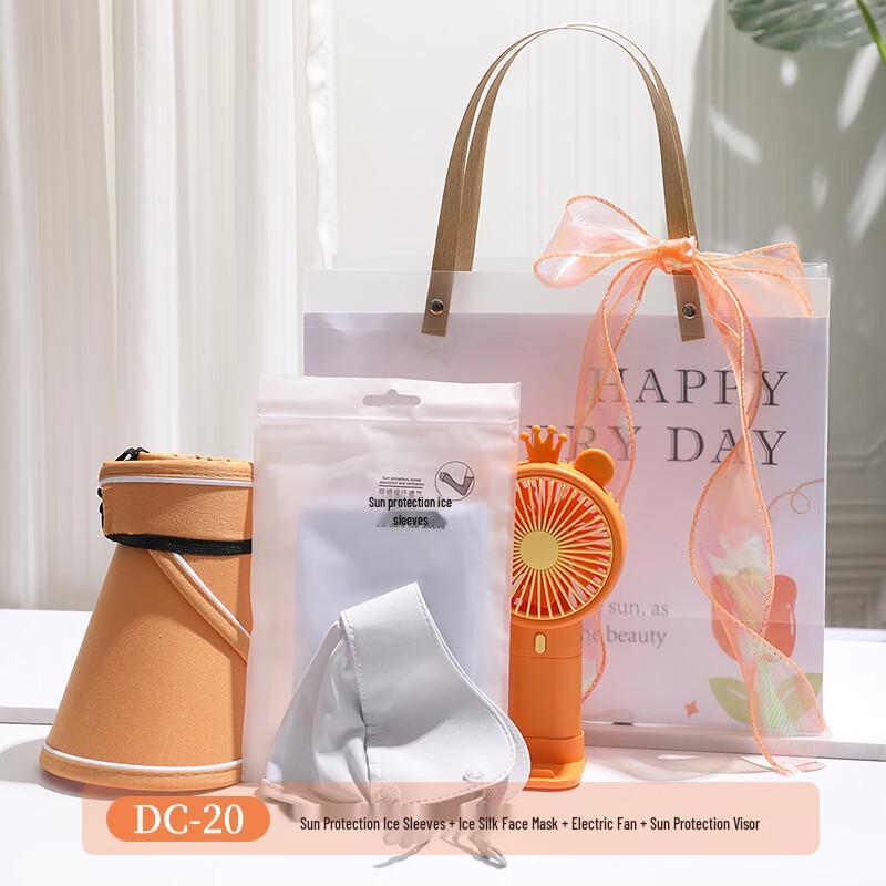 A1 DC-20 Personal Cooling & Protection Gift Set Ice Sleeves, Mask, Portable Fan, Sun Hat