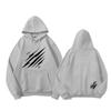 Stray Kids Hoodie Fleece Lined White Pullover Sweatshirt, Claw Graphic Print Kpop Merch, Unisex Casual Long Sleeve Winter Streetwear Top for Fans